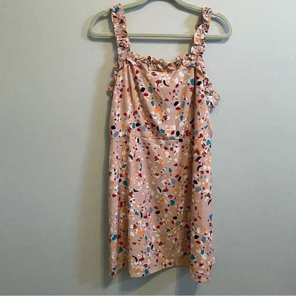 NWT Lulus Lost + Wander Santa Rosa Printed Ruffled Dress Blush Pink L Large - Picture 4 of 10
